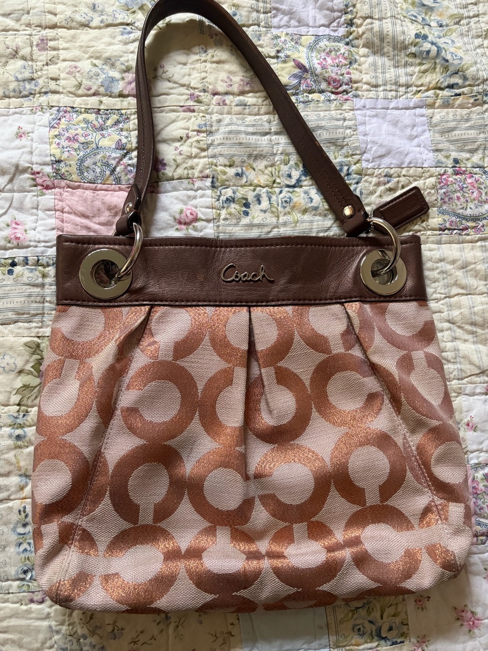 Coach Pink & Rose Gold Monogram Tote